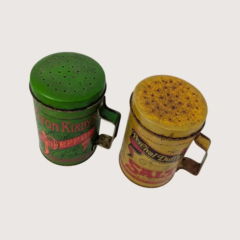 1960s Elton Kirby Percival Duffin Tin Salt Pepper Shakers